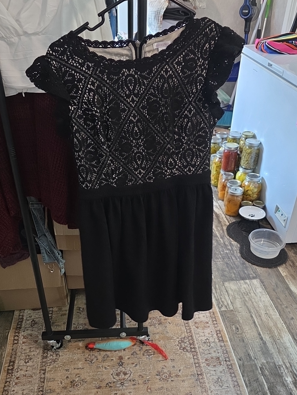 Womens Black Lace Bodice Dress - Elegant Party Dress